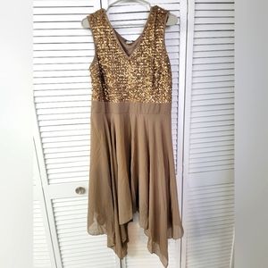 Venus Gold Bronze Sequin Dress with Hanky Hem 22